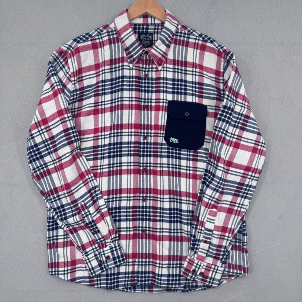 Warthog Britches of Georgetowne Flannel Shirt Mens XL Red Plaid Cabin Core